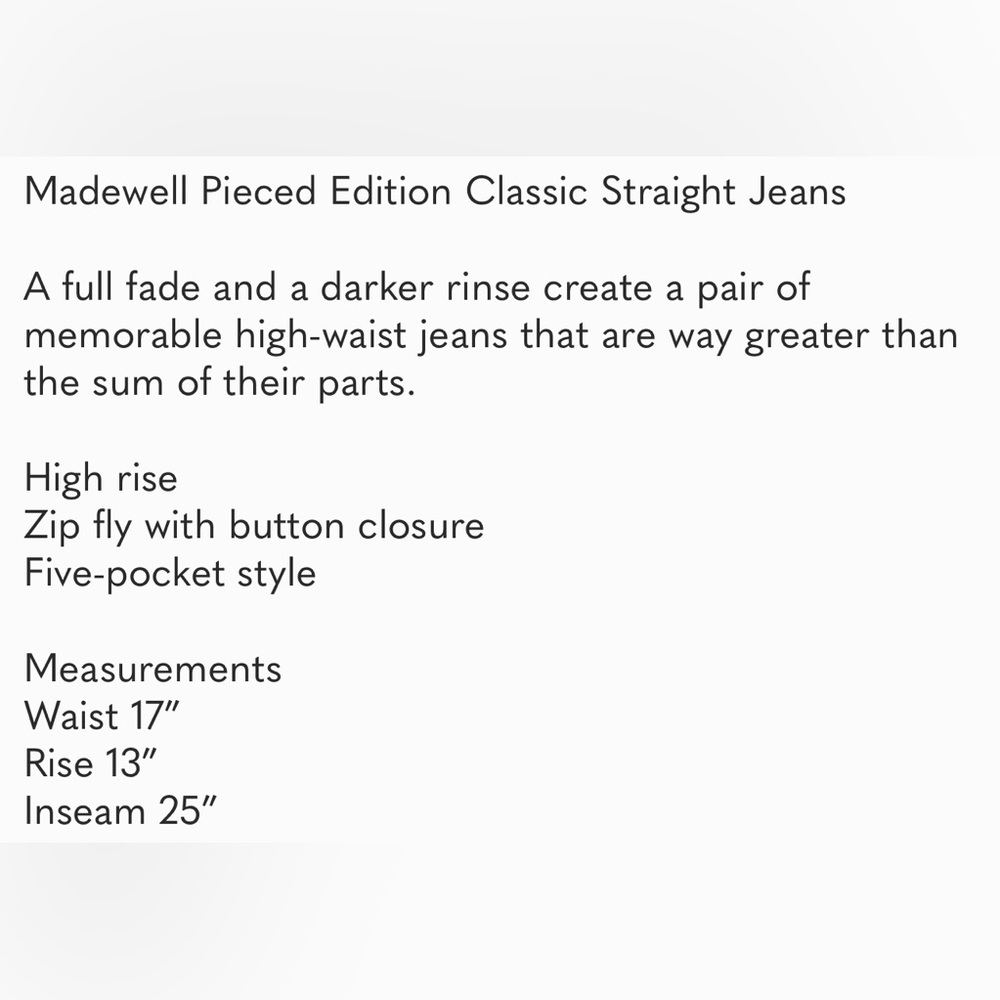 Madewell Pieced Edition Classic Straight Jeans Size 32 - Picture 6 of 6